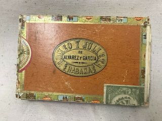 Vintage Wood Empty Cigar Box Humidor - Romeo And Julieta Belvedere Garcia