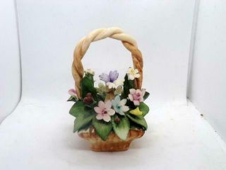 Vintage Capodimonte Italy Soft Paste Porcelain Handled Flower Basket