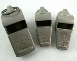 Three Vintage Metal Whistles - The Acme Thunderer