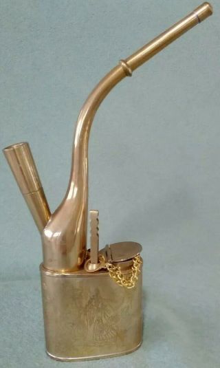 Vintage Chinese Brass Poppy Opium Tobacco Smoking Pipe.