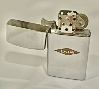 Vintage Zippo Dow Chemical Advertisement Lighter Chrome Never Filled.