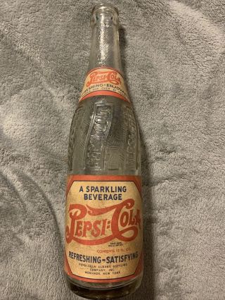 Vintage Pepsi:cola Double Dot Paper Labels Soda Bottle Menands,  York Lgw ‘44