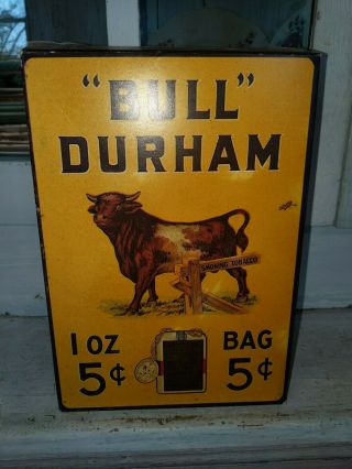 Vintage " Bull Durham " 1 Oz Bags 5c Tobacco Box