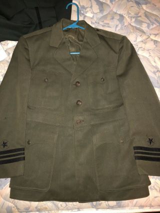 Vintage 1942 Wwii Us Navy Nrab Dress Over Coat Jacket Uniform Military Green