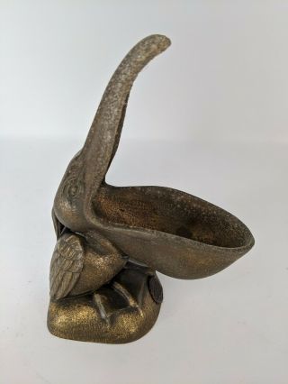 Vintage Max Le Verrier Style Art Deco Pelican Ashtray Bronze Pipe Holder Florida 3