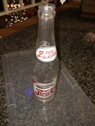 Vintage Pepsi Cola 2 Full Glasses Soda Bottle