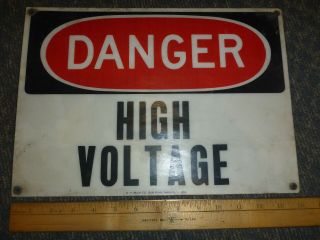 Danger High Voltage Safety Sign 10 " X 14 " Heavy Plastic Vintage Industrial
