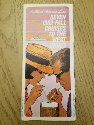 Vintage 1962 Holland America Line 7 Fall West Indies Cruises Brochure 3 Ships