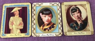 3 Vintage 1930s Garbaty Cards Anna May Wong,  Embossed
