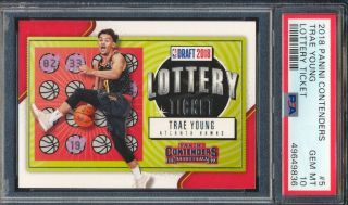 49649836 2018 Panini Contenders 5 Trae Young Lottery Ticket Rc Rookie Psa 10 Gem