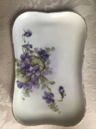 Limoges France Violets Purple Floral Small Plate Gold Edges Vintage Antique 2