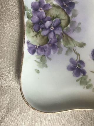 Limoges France Violets Purple Floral Small Plate Gold Edges Vintage Antique 3