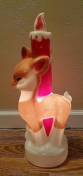 Vtg 18 " Reindeer & Candle Blow Mold 1972 Empire Plastic Christmas