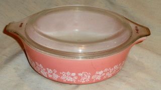 Vintage Pyrex Pink Gooseberry Round Casserole Dish & Lid 1 Pint Pt.  Look