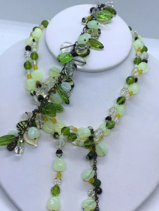 Lovely Vintage Joan Rivers Crystal Beaded Lariat Necklace & Bracelet