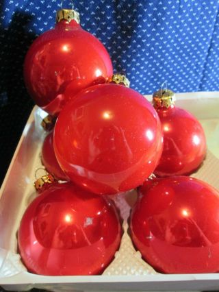 Visions by Holly 6 Vintage Designer Red Glass Christmas Ornaments 2