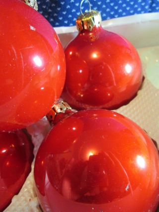 Visions by Holly 6 Vintage Designer Red Glass Christmas Ornaments 3