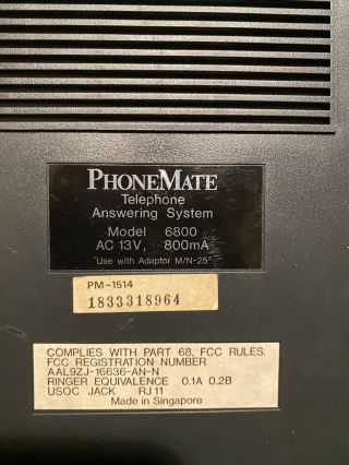 Vintage PhoneMate 6800 Telephone Answering Machine 3