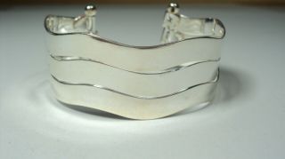 Heavy Vintage 925 Sterling Silver 3 Band Cuff Bracelet
