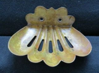 Vintage,  " Clam Shell " Brass Soap Dish,  Wall Mounted