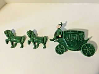 Vintage Wall Pocket Treasure Craft California Pixie Elf On Carriage & 2 Horses
