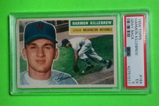1956 Topps 164 Harmon Killebrew Twins.  Gray Back.  Psa 5 Ex.  Eye Appeal.