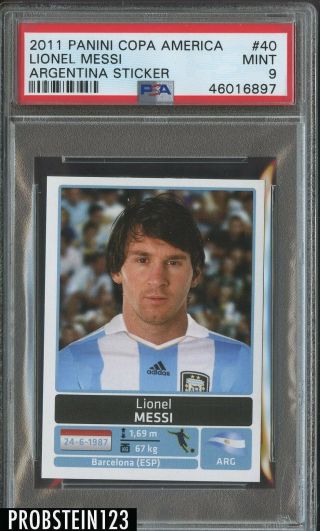 2011 Panini Copa America Soccer Sticker 40 Lionel Messi Argentina Psa 9
