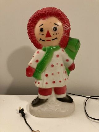 Vintage Raggedy Ann Christmas Light Up Blow Mold 1973