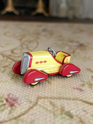 Vintage Dollhouse Miniature Yellow Red 1920s Toy Car Christmas Gift Shelf Sitter
