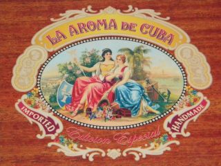 - La Aroma De CUBA - Empty Wood Cigar Box w/new SAVOY Humidifier 2