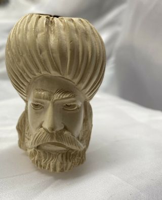Block Meerschaum Pipe Emperor Sultan Turban Carved Ox Horn Turkey Cond