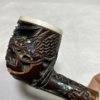 Vintage Smoking Pipe Hand Carved Wood