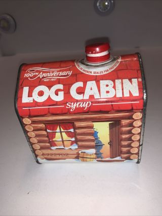 Vintage Log Cabin Syrup Tin Can 100th Anniversary 1887 - 1987 General Foods 1987