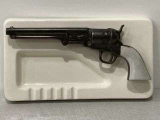 Vintage Holland Mold Large Ceramic Ashtray Revolver Pistol