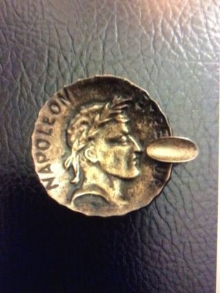 Vintage Collectible Napoleon Emperor Small Bronze Metal Plate Ashtray 3 "