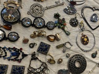 Broken Missing Vintage And Modern Rhinestone Jewelry For Crafts Jt - 10