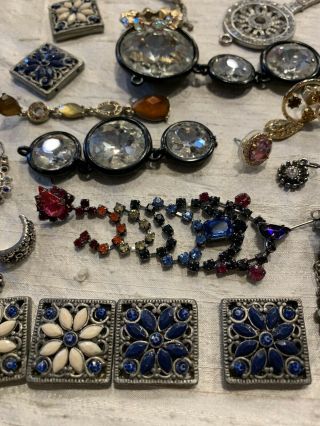Broken Missing Vintage and Modern Rhinestone Jewelry For Crafts JT - 10 2
