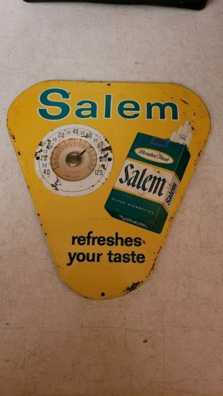Vintage Salem Cigarette Tin Thermometer Display Sign Old Advertising