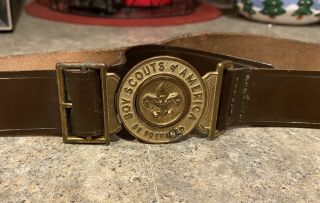 Vintage BSA Boy Scouts of America Official Uniform Latch Buckle Leather Belt 36 2