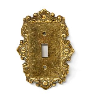 Vintage Solid Brass By Cambron Light Switch Cover Scroll On Linen