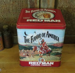 Red Man Chewing Tobacco Tin W Painted Horse Limited Edition Vintage