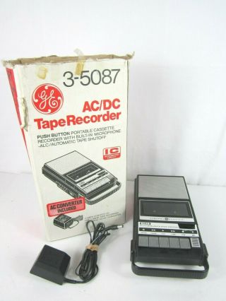 Vintage Ge General Electric Portable Cassette Tape Recorder 3 - 5087 Ac Converter