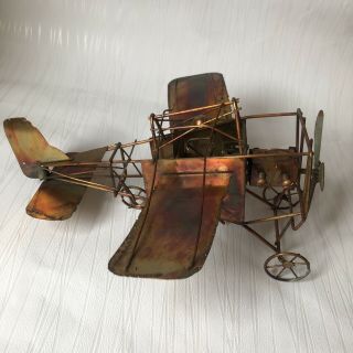 Vintage Musical Copper/brass Tin Plane - Music Box Plays Wild Blue Yonder