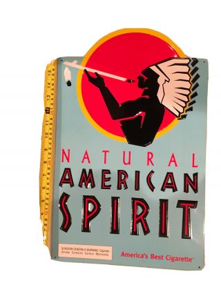 Natural American Spirit Cigarette Tobacco Metal Tin Sign Blue About 12 " X 19 "