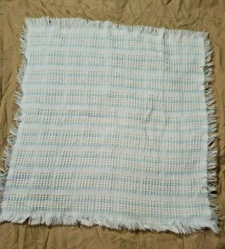 Vtg Pastel Plaid Acrylic Woven Baby Blanket Blue Pink Yellow First Impressions