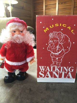 Vintage (retro) Walking Santa Claus B/o Musical Toy W/original Box