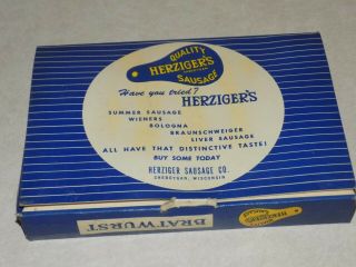 RARE AnTiQue Vtg 1940s HERZiGER ' S Sausage BRATWURST BOX SheboYgan Wisconsin MEAT 2