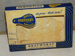 RARE AnTiQue Vtg 1940s HERZiGER ' S Sausage BRATWURST BOX SheboYgan Wisconsin MEAT 3