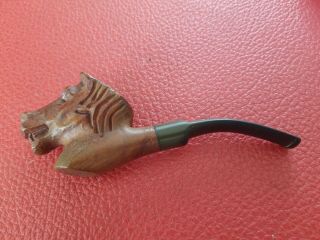 Vintage Horse Hand Carved Imported Briar Wood Tobacco Smoking Pipe Made In Italy