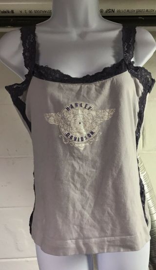 Womens Vintage Harley Davidson Lavender Tank Top With Lace Size M